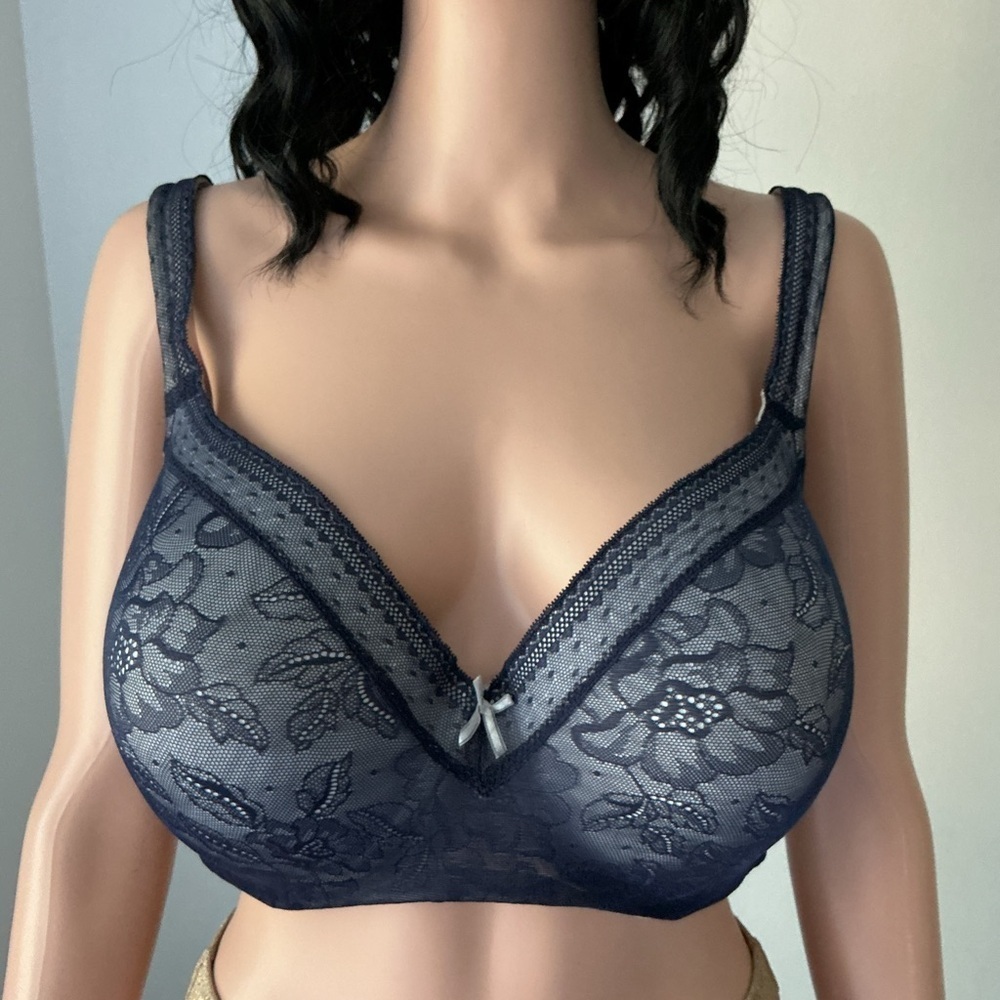 Cacique Navy Floral Lace Bra r
